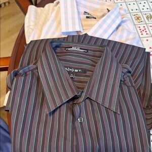 Bar 111 Men's Charcoal and Pink Striped ShirtAxist size extra large dress shirts